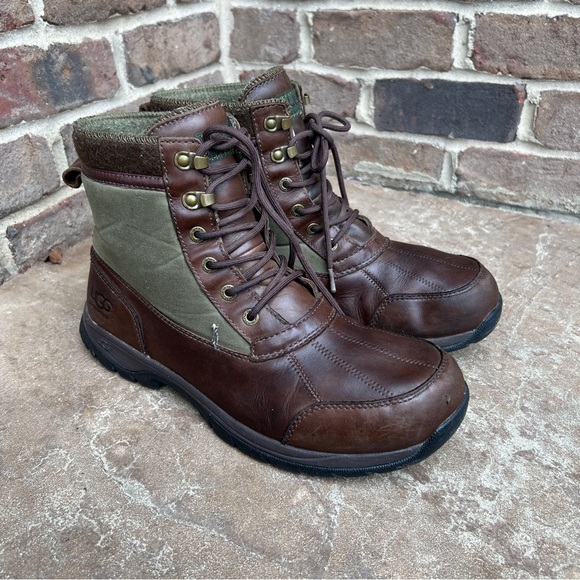 UGG Men\'s Brown and Olive Leather Lace-Up Boot main image 8